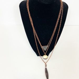 Howard’s 3 Chain Copper Color Necklace Earings